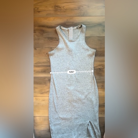 MNG by Mango Gray Knit Bodycon Dress | Sleeveless Midi | Size Approx S/M - Picture 7 of 9
